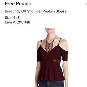 Free People deep in love off shoulder peplum top S